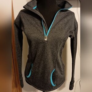 Gray 1/4 zip front pullover sweathirt